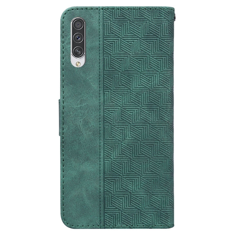 For Samsung Galaxy A50 / A30s / A50s Geometric Embossed Leather Phone Case(Green)
