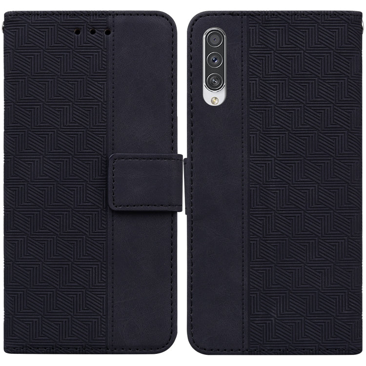 For Samsung Galaxy A50 / A30s / A50s Geometric Embossed Leather Phone Case(Black)