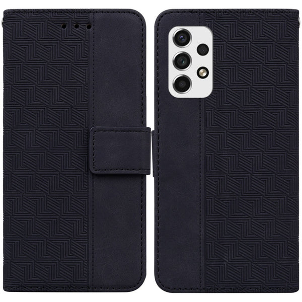 For Samsung Galaxy A53 5G Geometric Embossed Leather Phone Case(Black)