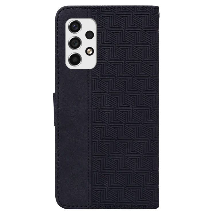 For Samsung Galaxy A73 5G Geometric Embossed Leather Phone Case(Black)