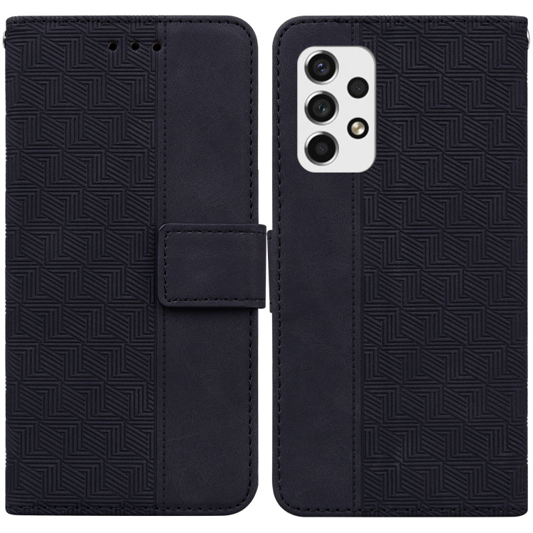 For Samsung Galaxy A73 5G Geometric Embossed Leather Phone Case(Black)
