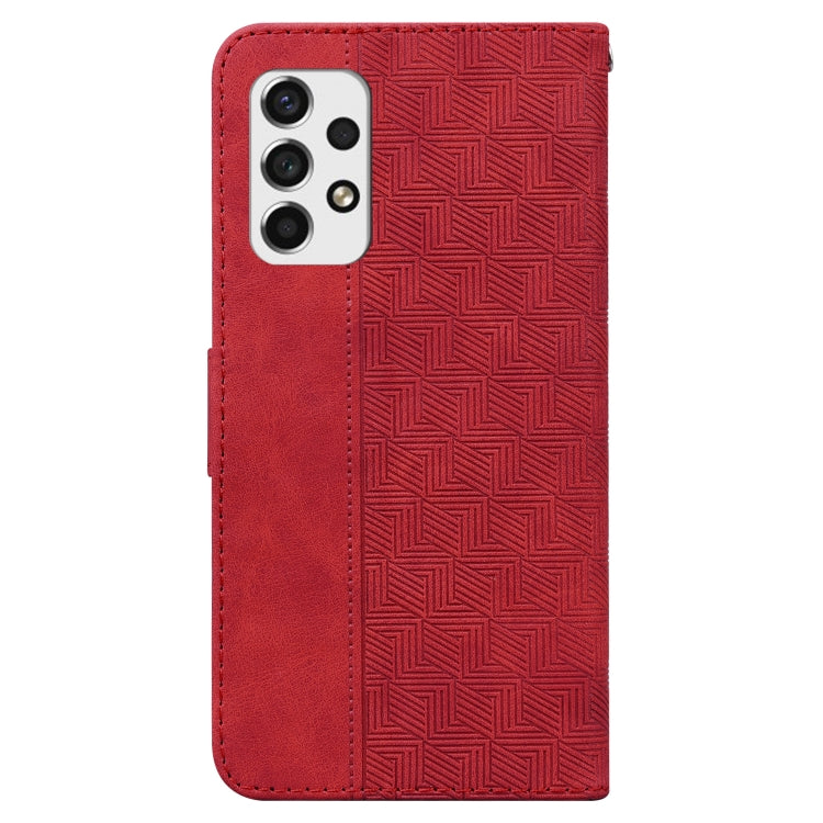 For Samsung Galaxy A73 5G Geometric Embossed Leather Phone Case(Red)