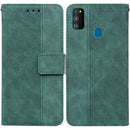 For Samsung Galaxy M30s / M21 Geometric Embossed Leather Phone Case(Green)