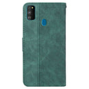 For Samsung Galaxy M30s / M21 Geometric Embossed Leather Phone Case(Green)