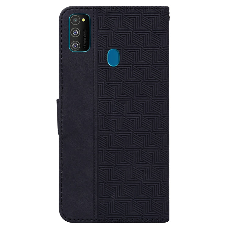 For Samsung Galaxy M30s / M21 Geometric Embossed Leather Phone Case(Black)