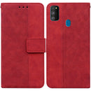 For Samsung Galaxy M30s / M21 Geometric Embossed Leather Phone Case(Red)