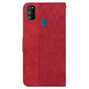 For Samsung Galaxy M30s / M21 Geometric Embossed Leather Phone Case(Red)