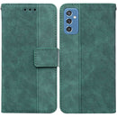 For Samsung Galaxy M52 5G Geometric Embossed Leather Phone Case(Green)