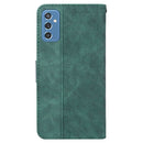 For Samsung Galaxy M52 5G Geometric Embossed Leather Phone Case(Green)