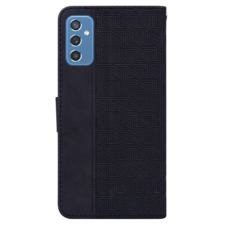 For Samsung Galaxy M52 5G Geometric Embossed Leather Phone Case(Black)