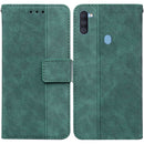 For Samsung Galaxy A11 / M11 EU Version Geometric Embossed Leather Phone Case(Green)