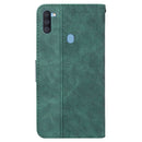 For Samsung Galaxy A11 / M11 EU Version Geometric Embossed Leather Phone Case(Green)