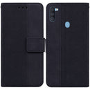 For Samsung Galaxy A11 / M11 EU Version Geometric Embossed Leather Phone Case(Black)