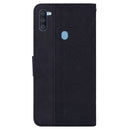 For Samsung Galaxy A11 / M11 EU Version Geometric Embossed Leather Phone Case(Black)