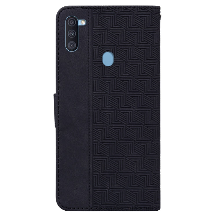 For Samsung Galaxy A11 / M11 EU Version Geometric Embossed Leather Phone Case(Black)