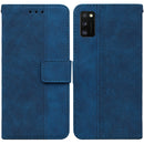 For Samsung Galaxy A41 Geometric Embossed Leather Phone Case(Blue)