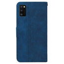 For Samsung Galaxy A41 Geometric Embossed Leather Phone Case(Blue)