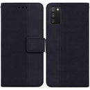 For Samsung Galaxy A02s 164.2mm US Version Geometric Embossed Leather Phone Case(Black)