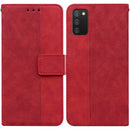 For Samsung Galaxy A02s 166.5mm EU Version Geometric Embossed Leather Phone Case(Red)