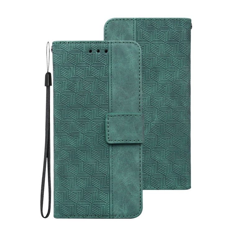 For Samsung Galaxy A03s 164.2mm US Version Geometric Embossed Leather Phone Case(Green)