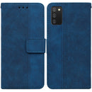 For Samsung Galaxy A03s 166.5mm EU Version Geometric Embossed Leather Phone Case(Blue)