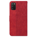 For Samsung Galaxy A03s 166.5mm EU Version Geometric Embossed Leather Phone Case(Red)