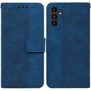 For Samsung Galaxy A13 5G Geometric Embossed Leather Phone Case(Blue)