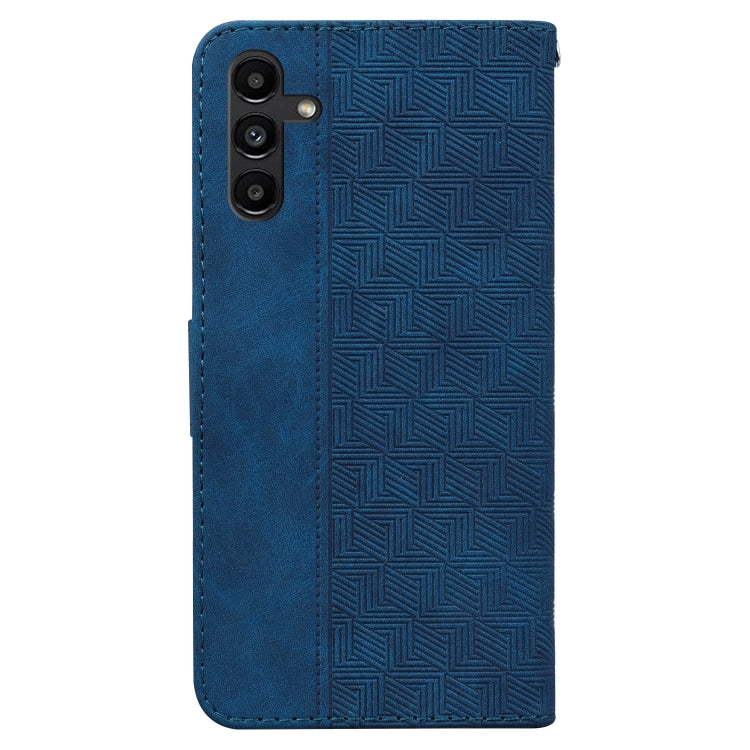 For Samsung Galaxy A13 5G Geometric Embossed Leather Phone Case(Blue)