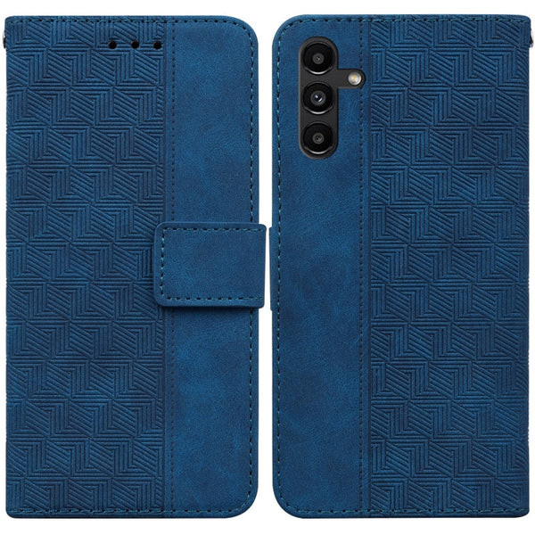 For Samsung Galaxy A13 5G Geometric Embossed Leather Phone Case(Blue)