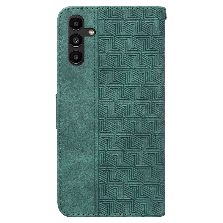 For Samsung Galaxy A13 5G Geometric Embossed Leather Phone Case(Green)