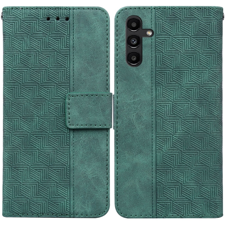 For Samsung Galaxy A13 5G Geometric Embossed Leather Phone Case(Green)