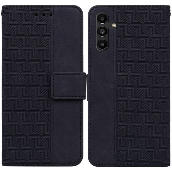For Samsung Galaxy A13 5G Geometric Embossed Leather Phone Case(Black)
