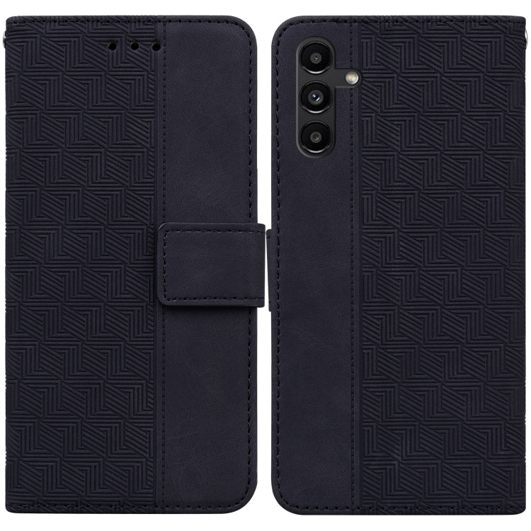For Samsung Galaxy A13 5G Geometric Embossed Leather Phone Case(Black)