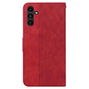 For Samsung Galaxy A13 5G Geometric Embossed Leather Phone Case(Red)