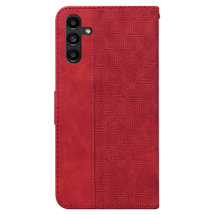 For Samsung Galaxy A13 5G Geometric Embossed Leather Phone Case(Red)