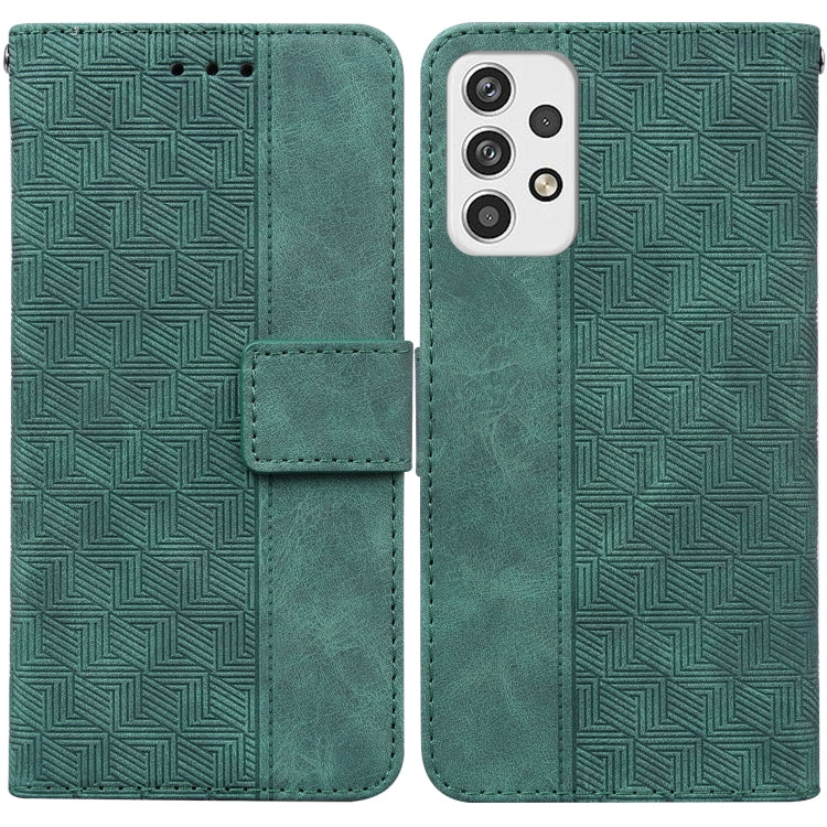 For Samsung Galaxy A23 Geometric Embossed Leather Phone Case(Green)