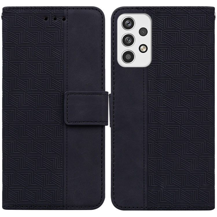 For Samsung Galaxy A23 Geometric Embossed Leather Phone Case(Black)