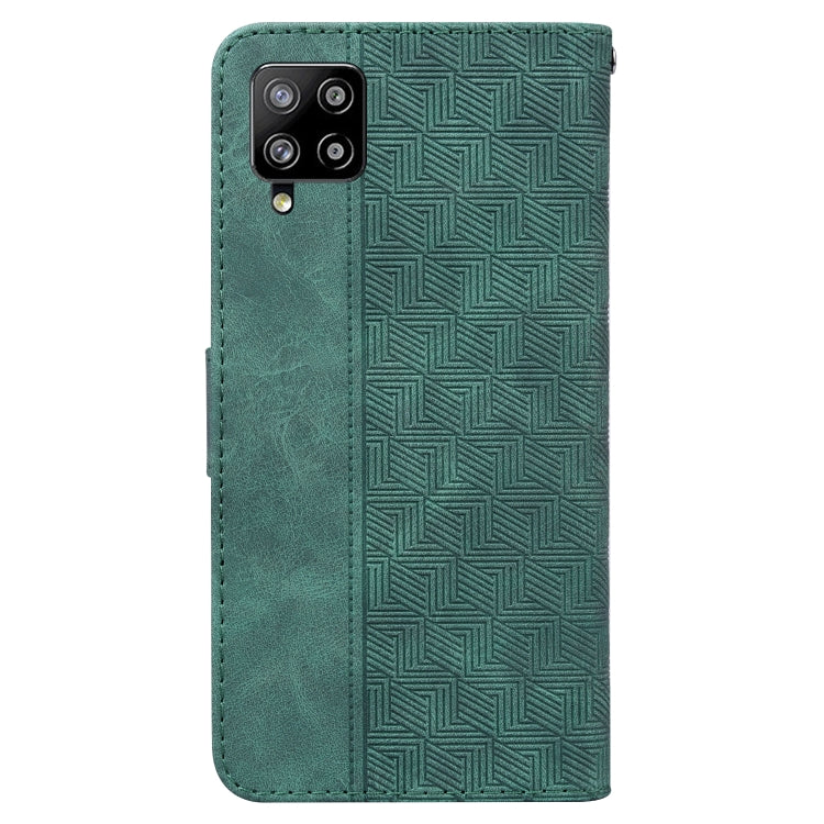 For Samsung Galaxy M42 5G Geometric Embossed Leather Phone Case(Green)