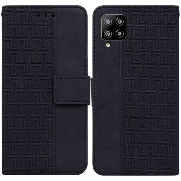For Samsung Galaxy M42 5G Geometric Embossed Leather Phone Case(Black)