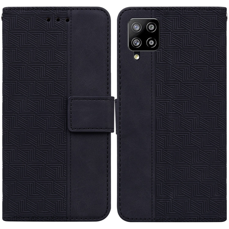For Samsung Galaxy M42 5G Geometric Embossed Leather Phone Case(Black)
