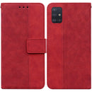 For Samsung Galaxy A51 Geometric Embossed Leather Phone Case(Red)