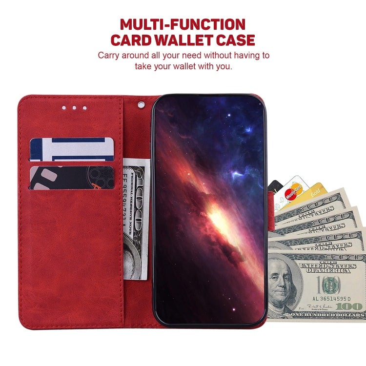 For Samsung Galaxy A51 Geometric Embossed Leather Phone Case(Red)