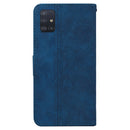 For Samsung Galaxy A51 5G Geometric Embossed Leather Phone Case(Blue)