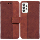 For Samsung Galaxy A52 4G / 5G Geometric Embossed Leather Phone Case(Brown)