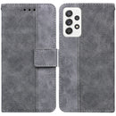 For Samsung Galaxy A52 4G / 5G Geometric Embossed Leather Phone Case(Grey)
