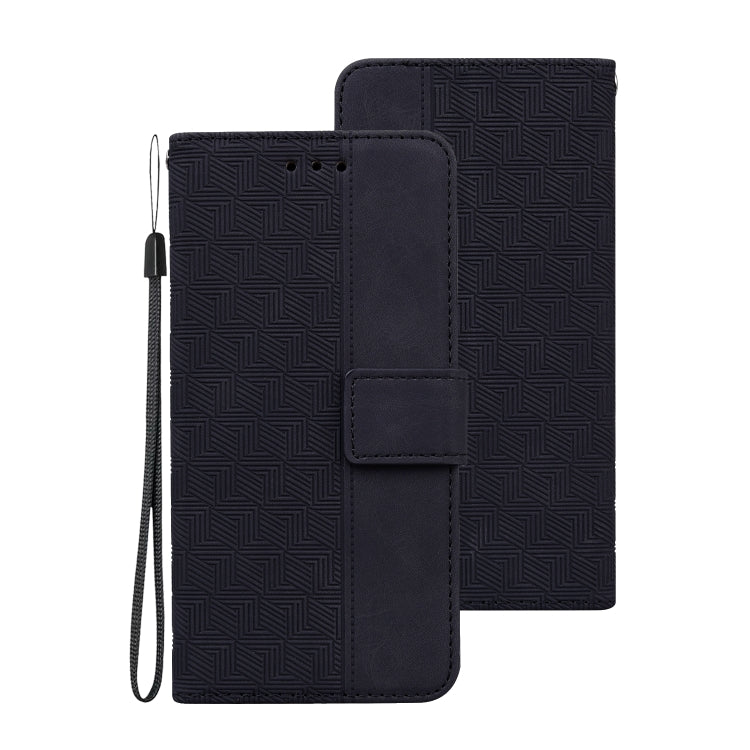For Samsung Galaxy A52 4G / 5G Geometric Embossed Leather Phone Case(Black)