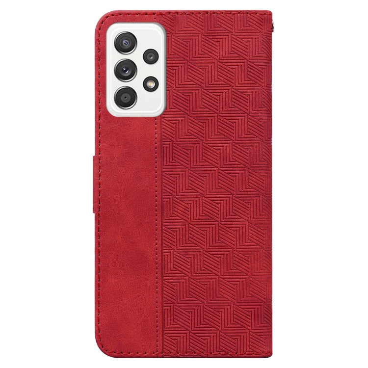 For Samsung Galaxy A52 4G / 5G Geometric Embossed Leather Phone Case(Red)