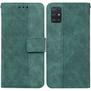 For Samsung Galaxy A71 5G Geometric Embossed Leather Phone Case(Green)