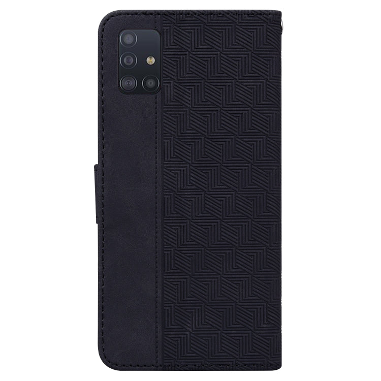 For Samsung Galaxy A71 5G Geometric Embossed Leather Phone Case(Black)