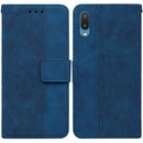 For Samsung Galaxy A02 / M02 Indian Version Geometric Embossed Leather Phone Case(Blue)